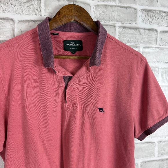 Rodd & Gunn Sports Fit Light Red Logo Collared Polo Shirt Mens MEDIUM - Picture 1 of 8